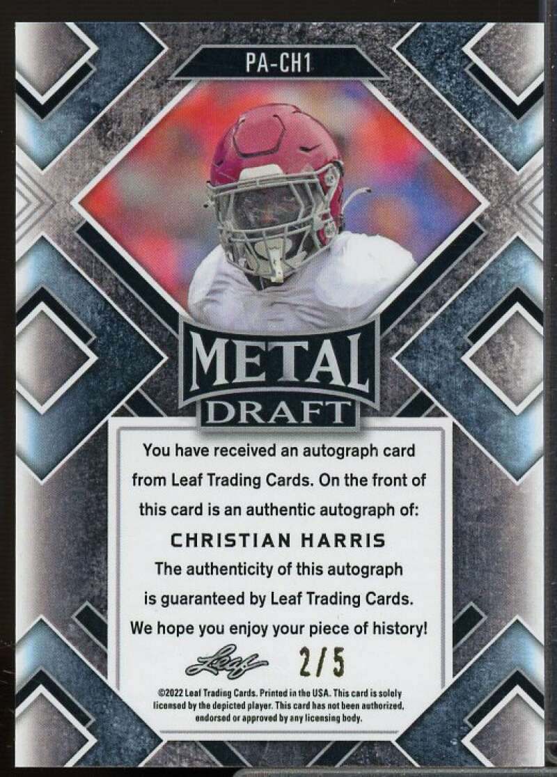 Christian Harris Card 2022 Leaf Metal Draft Portraits Crystal Green #PACH1  Image 2