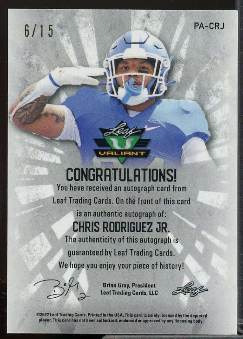 Chris Rodriguez Jr. 2022 Valiant Portrait Autographs Crystal Navy Blue #PACRJ  Image 2