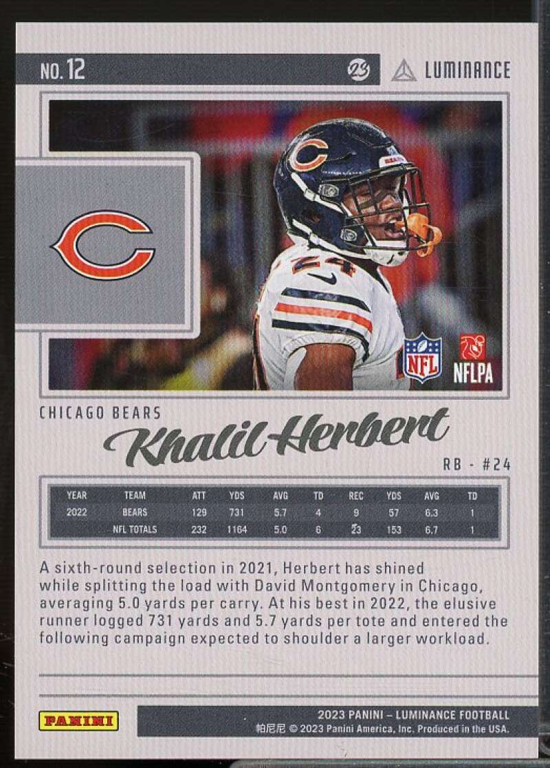 Khalil Herbert Card 2023 Panini Luminance Orange #12  Image 2