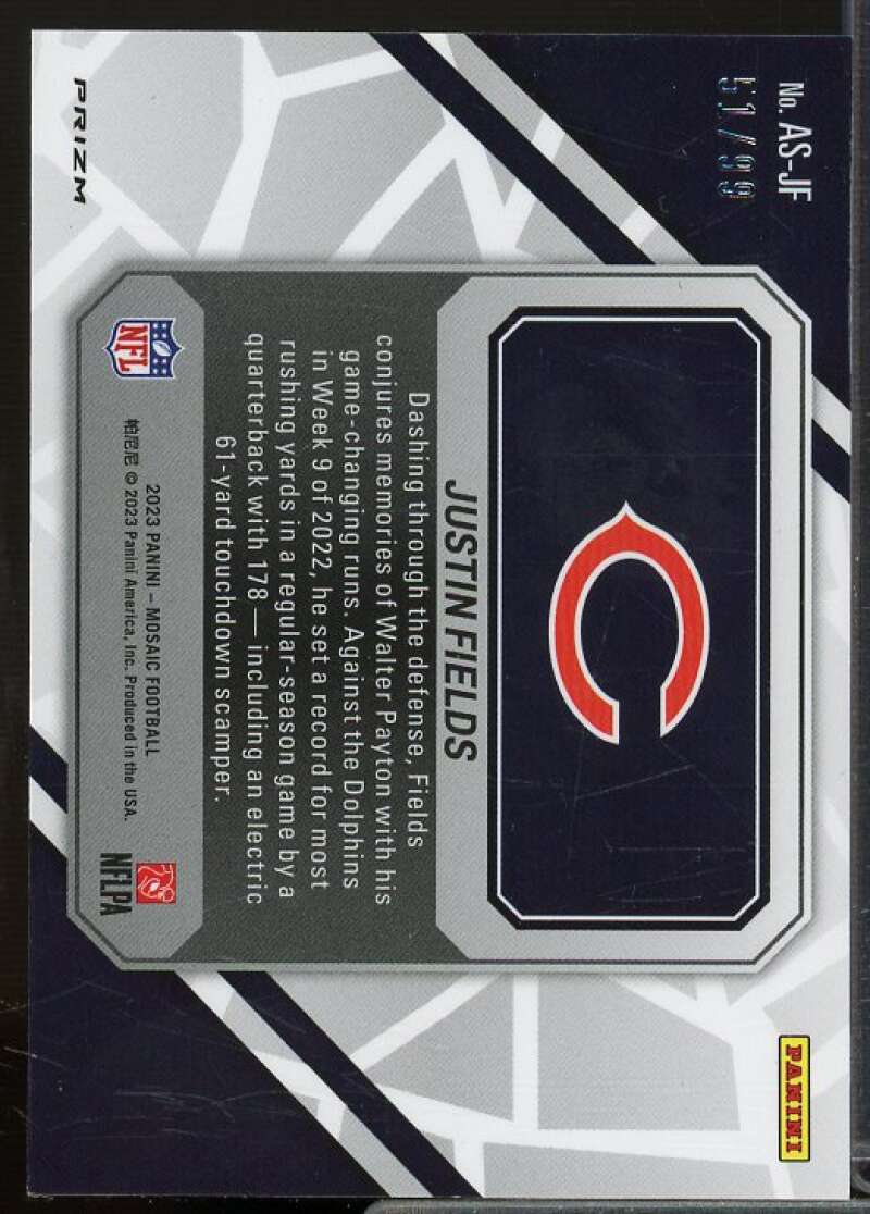 Justin Fields Card 2023 Panini Mosaic Audible Mosaic Blue #16  Image 2