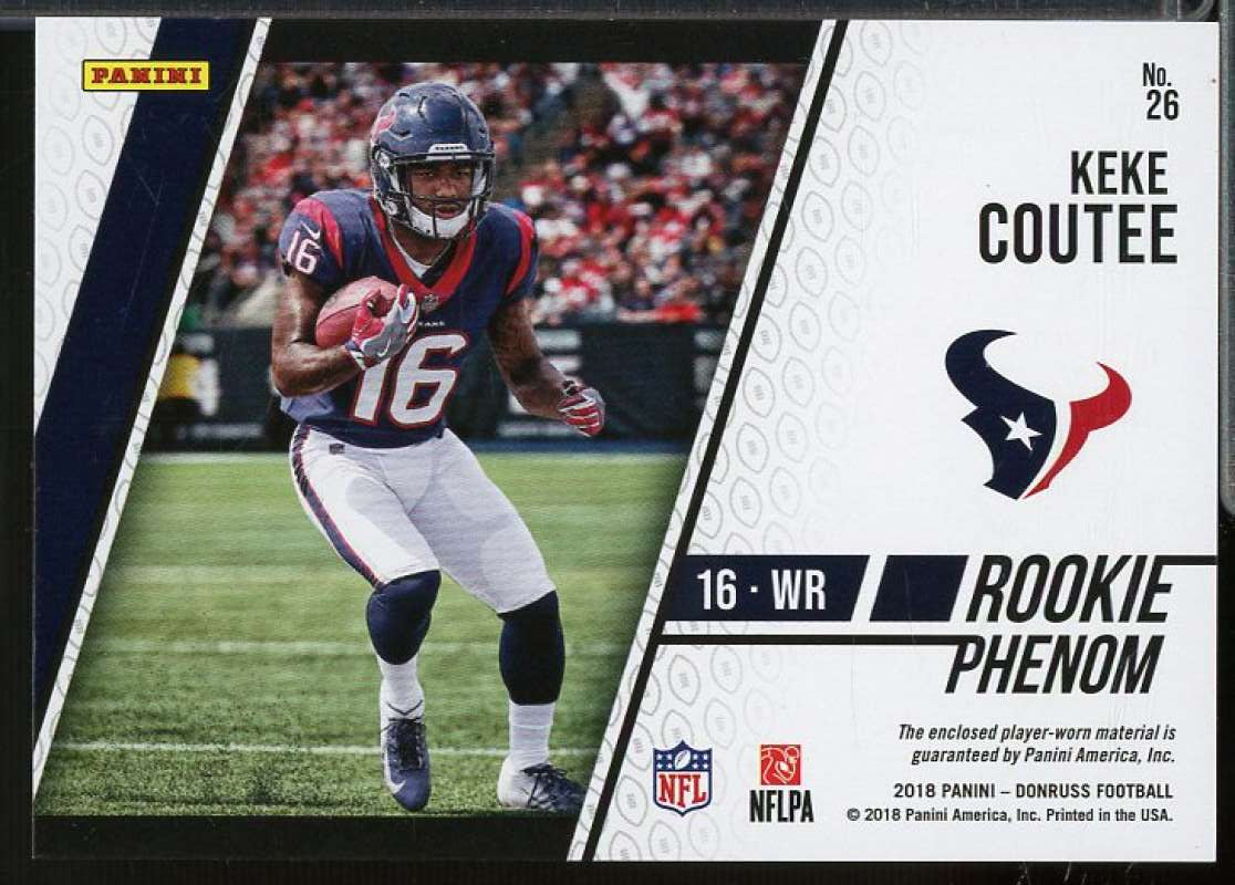 Keke Coutee Rookie Card 2018 Donruss Rookie Phenom Jerseys Red #26  Image 2