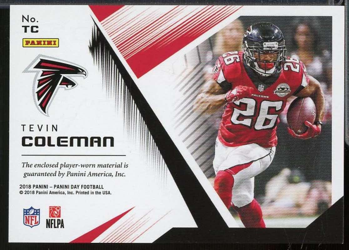 Tevin Coleman Rookie Card 2018 Panini Day Veteran Memorabilia #TC  Image 2