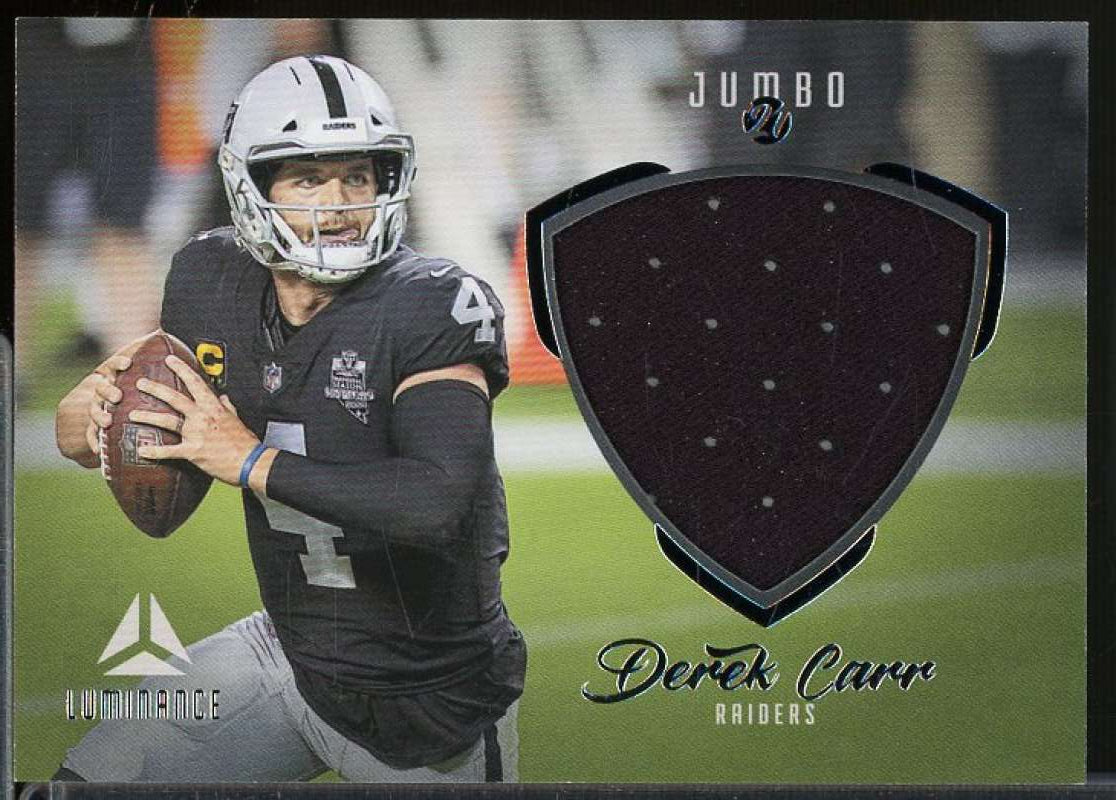 Derek Carr Card 2021 Panini Luminance Jumbo Materials #9  Image 1