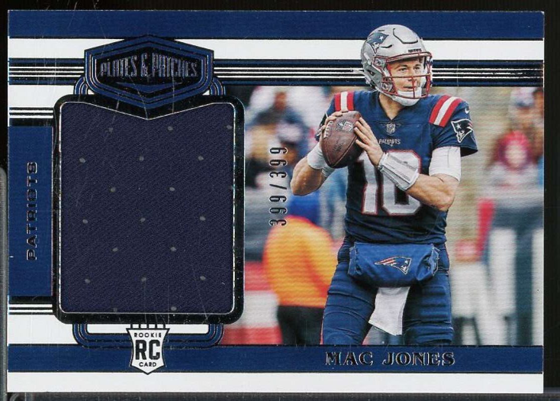 Mac Jones Rookie Card 2021 Panini Chronicles Plates Patches Rookie Jerseys #5  Image 1