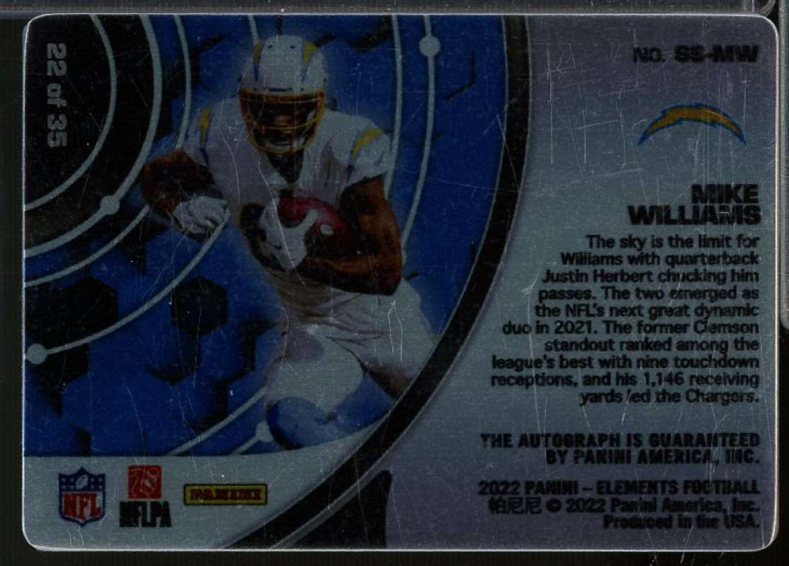 Mike Williams Card 2022 Panini Elements Steel Signatures #22  Image 2