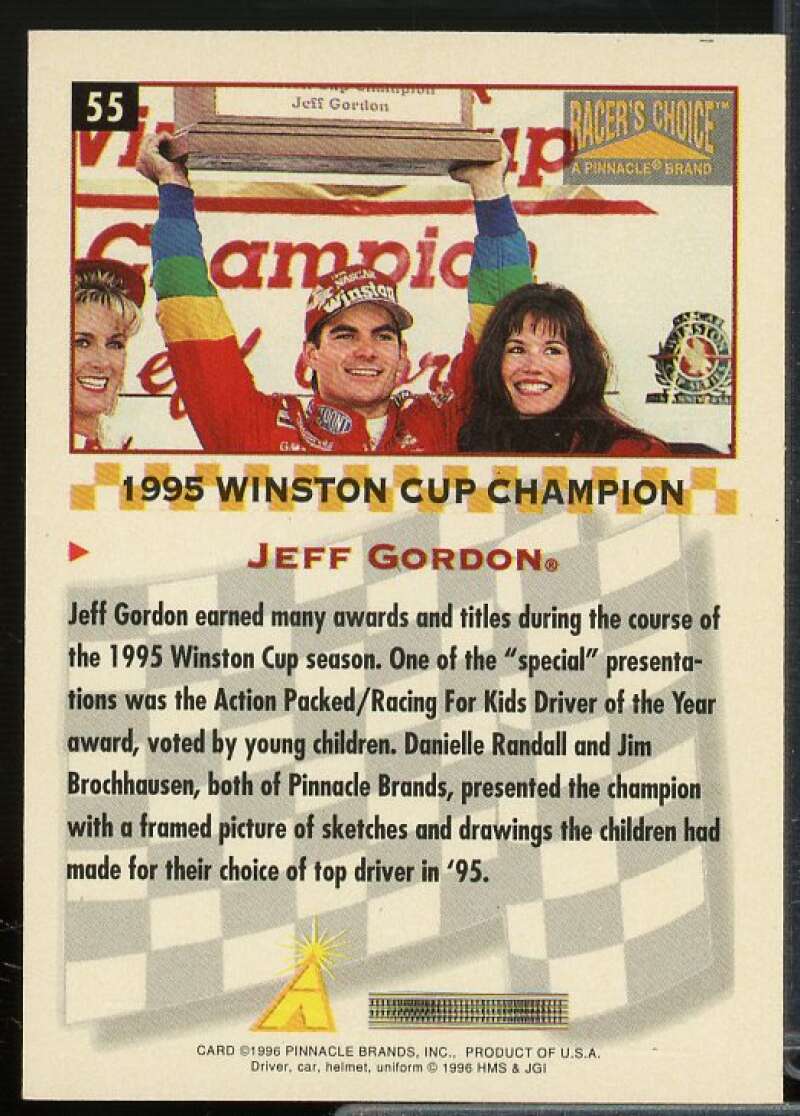 Jeff Gordon WCC/Danielle Randall/Jim Brochhausen Card 1996 Racer's Choice #55  Image 2