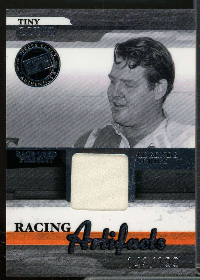 Tiny Lund Card 2006 Press Pass Legends Racing Artifacts Firesuit Silver #TLF  Image 1