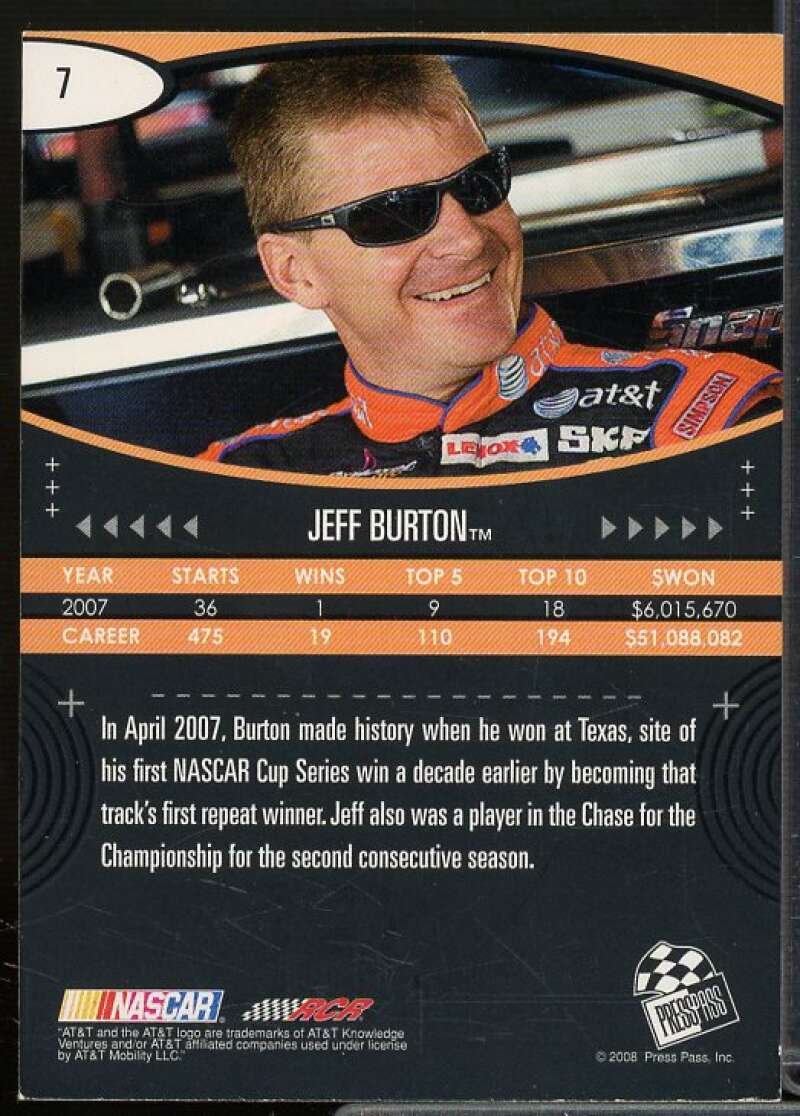 Jeff Burton Card 2008 Press Pass Eclipse #7  Image 2