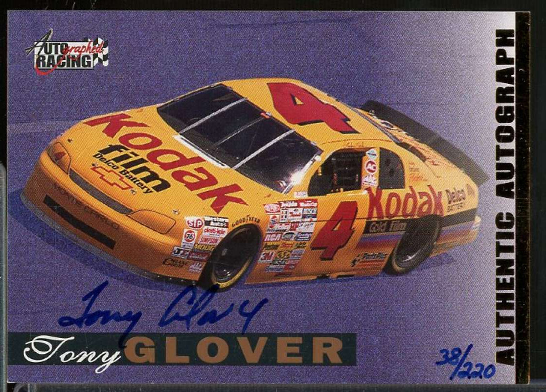 Tony Glover Card 1996 Autographed Racing Autographs Certified Golds #15  Image 1