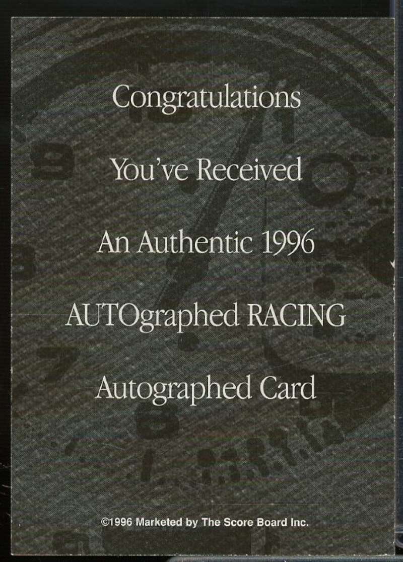 Tony Glover Card 1996 Autographed Racing Autographs Certified Golds #15  Image 2