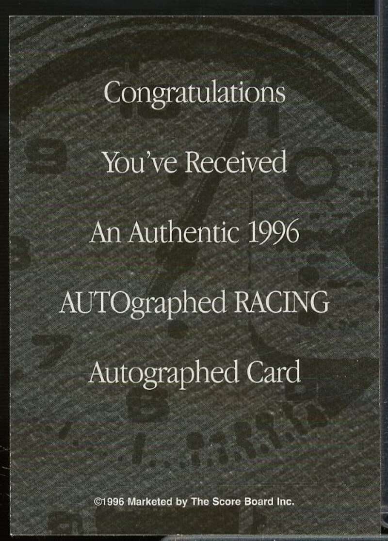 Doug Hewitt Card 1996 Autographed Racing Autographs #19  Image 2