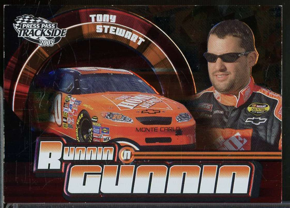 Tony Stewart Card 2005 Press Pass Trackside Runnin n' Gunnin #RG6  Image 1