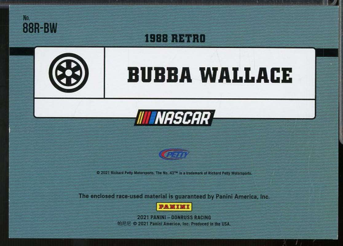 Bubba Wallace Card 2021 Donruss Retro 1988 Relics #31  Image 2