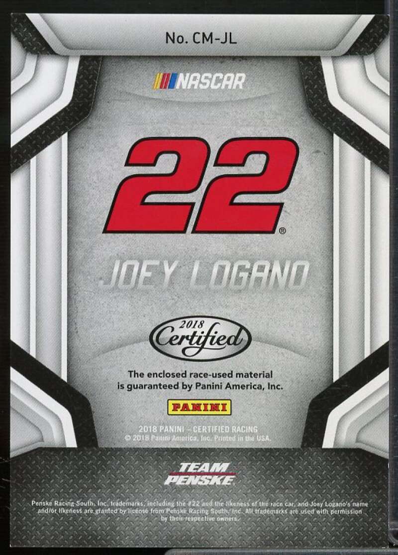 Joey Logano Card 2018 Certified Complete Materials Red #10  Image 2