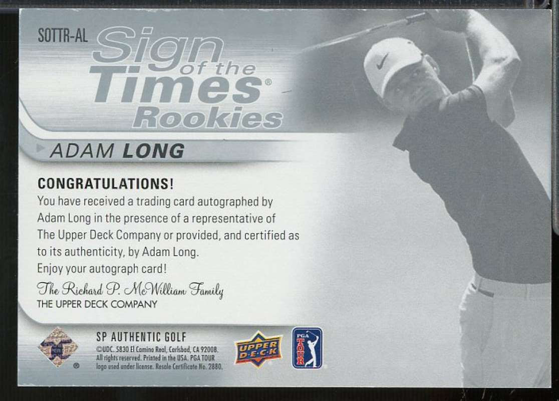 Adam Long D Card 2021 SP Authentic Sign of the Times Rookies #SOTTRAL  Image 2