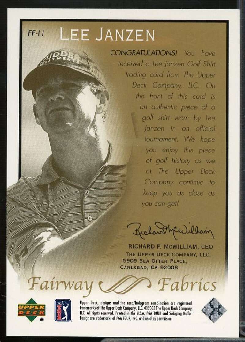 Lee Janzen Card 2003 Upper Deck Fairway Fabrics #LJ  Image 2