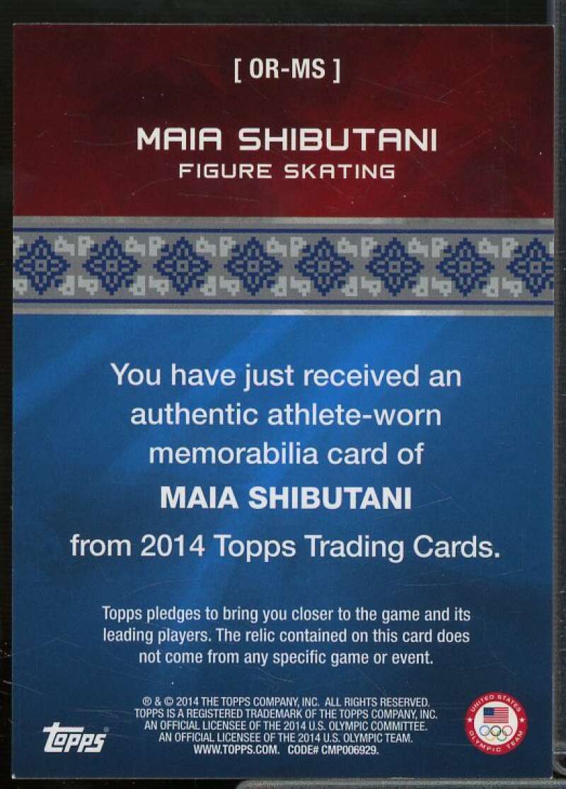 Maia Shibutani Card 2014 Topps U.S. Olympic Team Relics #ORMS  Image 2