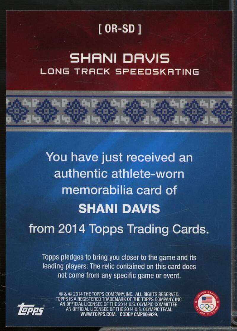 Shani Davis Card 2014 Topps U.S. Olympic Team Relics #ORSD  Image 2