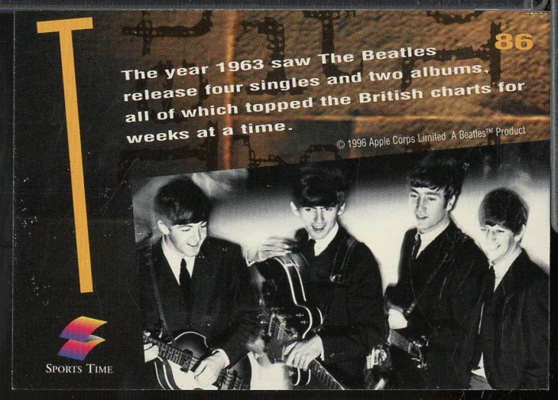 The year 1963 saw The Beatles Card 1996 Sports Time The Beatles #86  Image 2