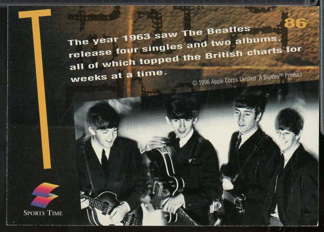 The year 1963 saw The Beatles Card 1996 Sports Time The Beatles #86  Image 2