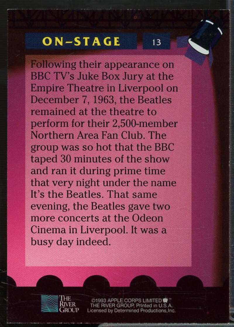 Following their appearance Card 1993 The River Group Beatles Collection #13  Image 2