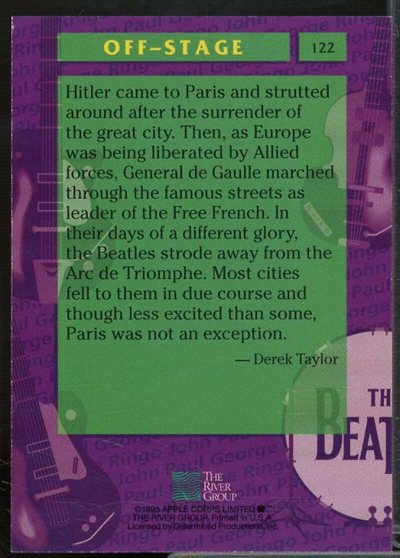 Hitler came to Paris Card 1993 The River Group Beatles Collection #122  Image 2