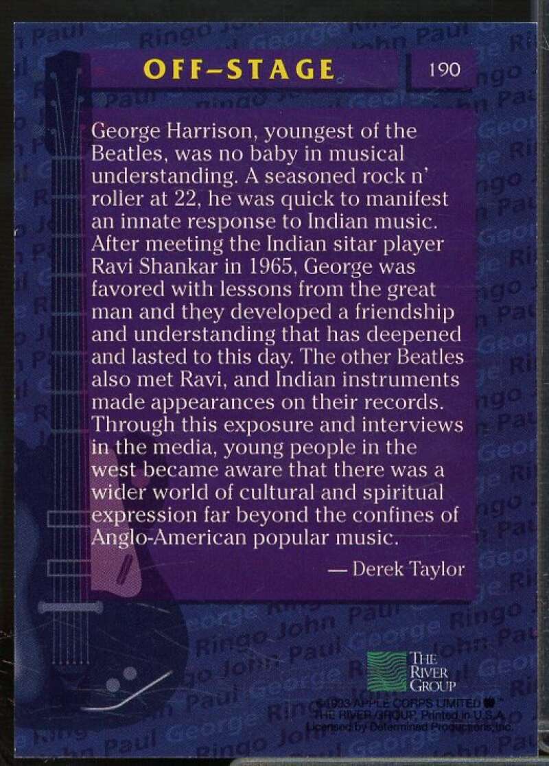 George Harrison, youngest Card 1993 The River Group Beatles Collection #190  Image 2