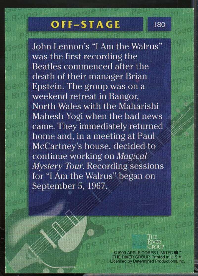 John Lennon's I Am the Walrus Card 1993 The River Group Beatles Collection #180  Image 2