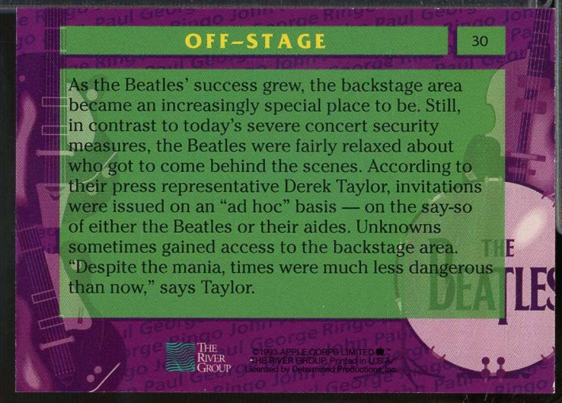 As the Beatles' success grew Card 1993 The River Group Beatles Collection #30  Image 2