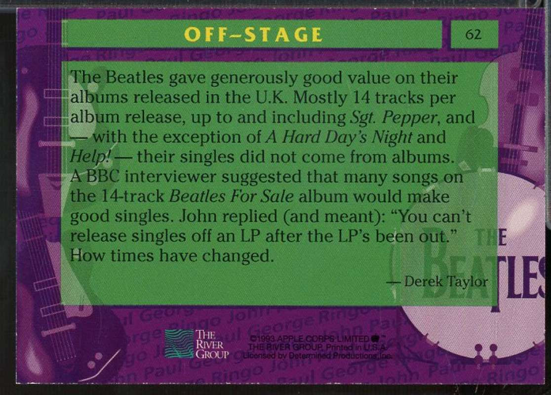 The Beatles gave generously Card 1993 The River Group Beatles Collection #62  Image 2