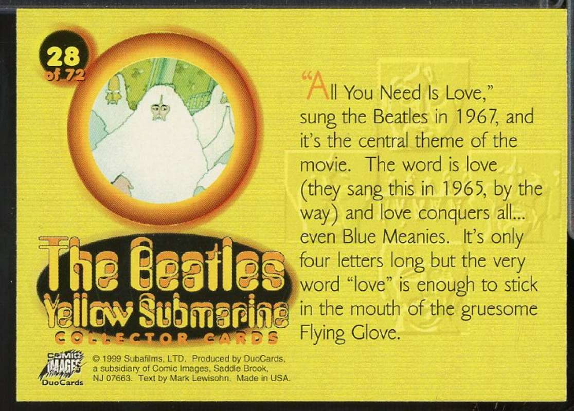 All You Need Is Love,the Beatles 1999 Comic Images DuoCards Yellow Submarine #28  Image 2