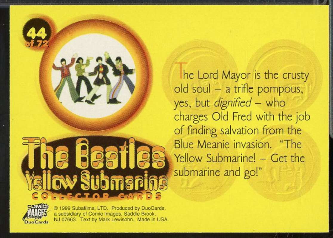 The Mayor is the crusty old soul 1999 Comic Images DuoCards Yellow Submarine #44  Image 2