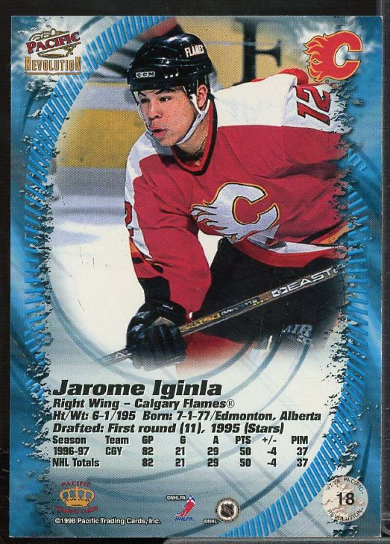 Jarome Iginla Card 1997-98 Revolution Emerald #18  Image 2