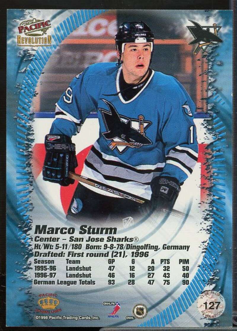 Marco Sturm Card 1997-98 Revolution Ice Blue #127  Image 2