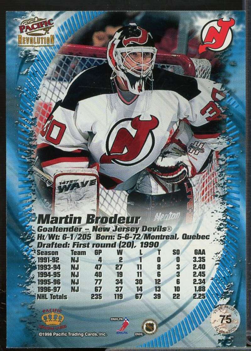 Martin Brodeur Card 1997-98 Revolution #75  Image 2