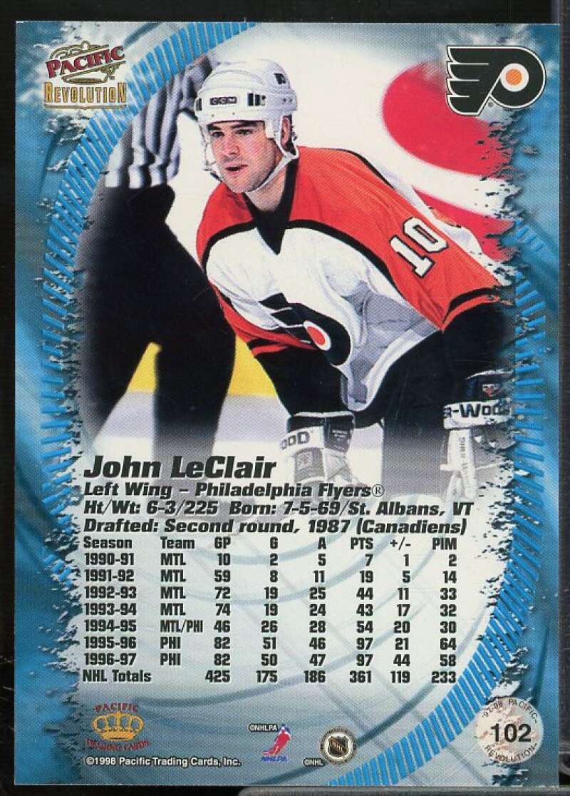 John LeClair Card 1997-98 Revolution #102  Image 2