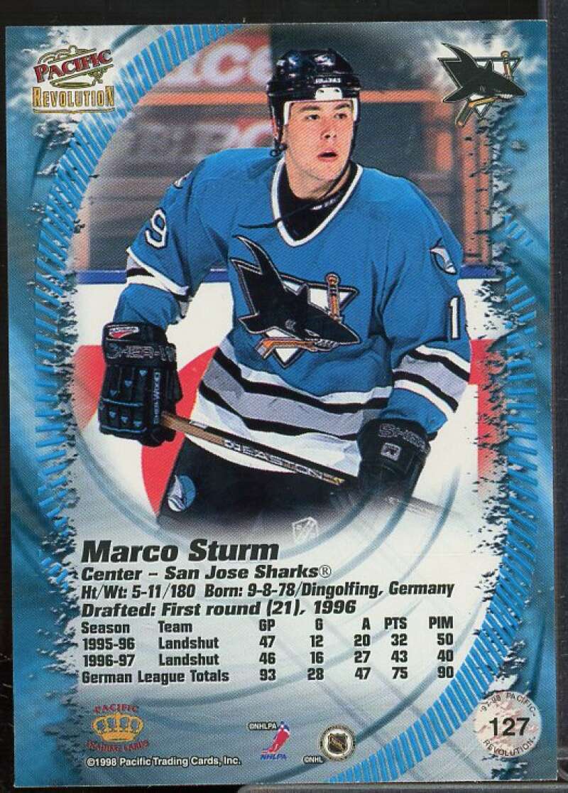 Marco Sturm Rookie Card 1997-98 Revolution #127  Image 2