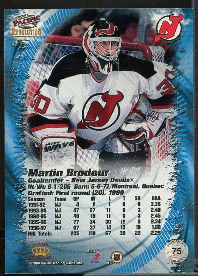 Martin Brodeur Card 1997-98 Revolution #75  Image 2