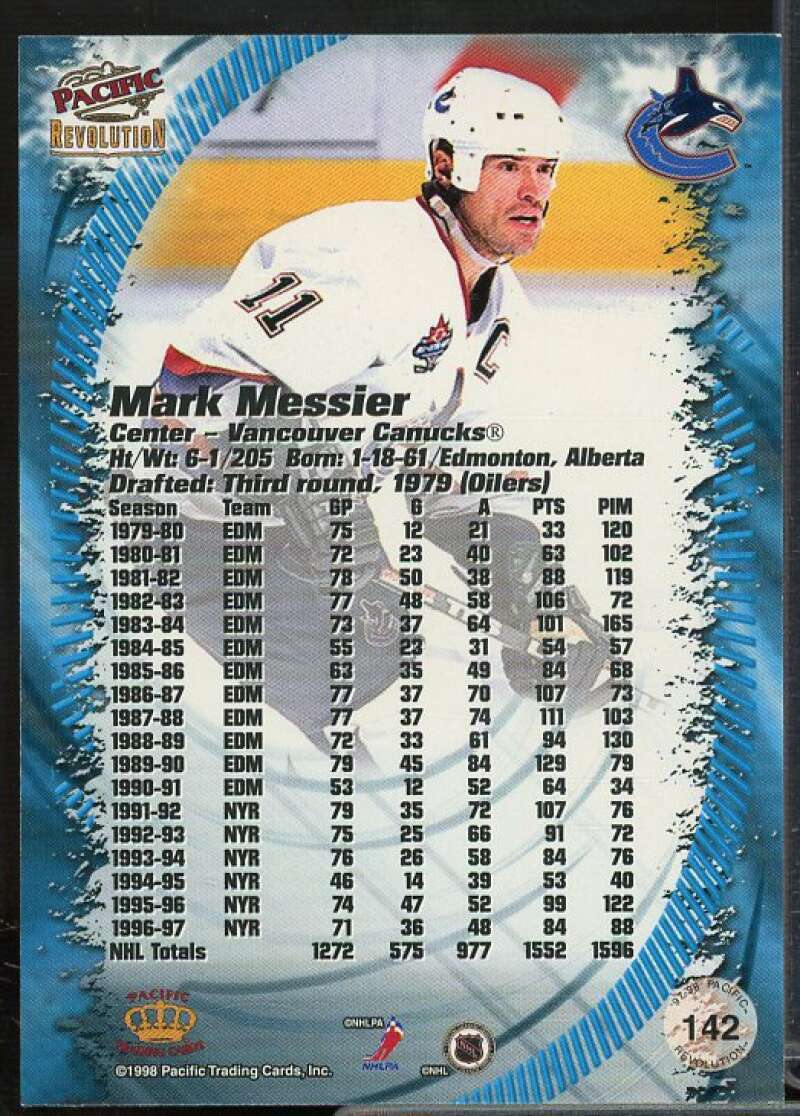 Mark Messier Card 1997-98 Revolution #142  Image 2