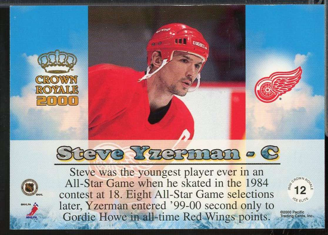 Steve Yzerman Card 1999-00 Crown Royale Ice Elite #12  Image 2