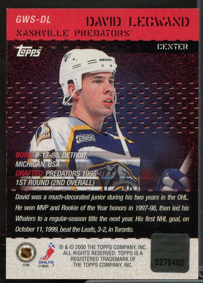 David Legwand Card 2000-01 Topps Game Worn Sweaters #GWDL  Image 2