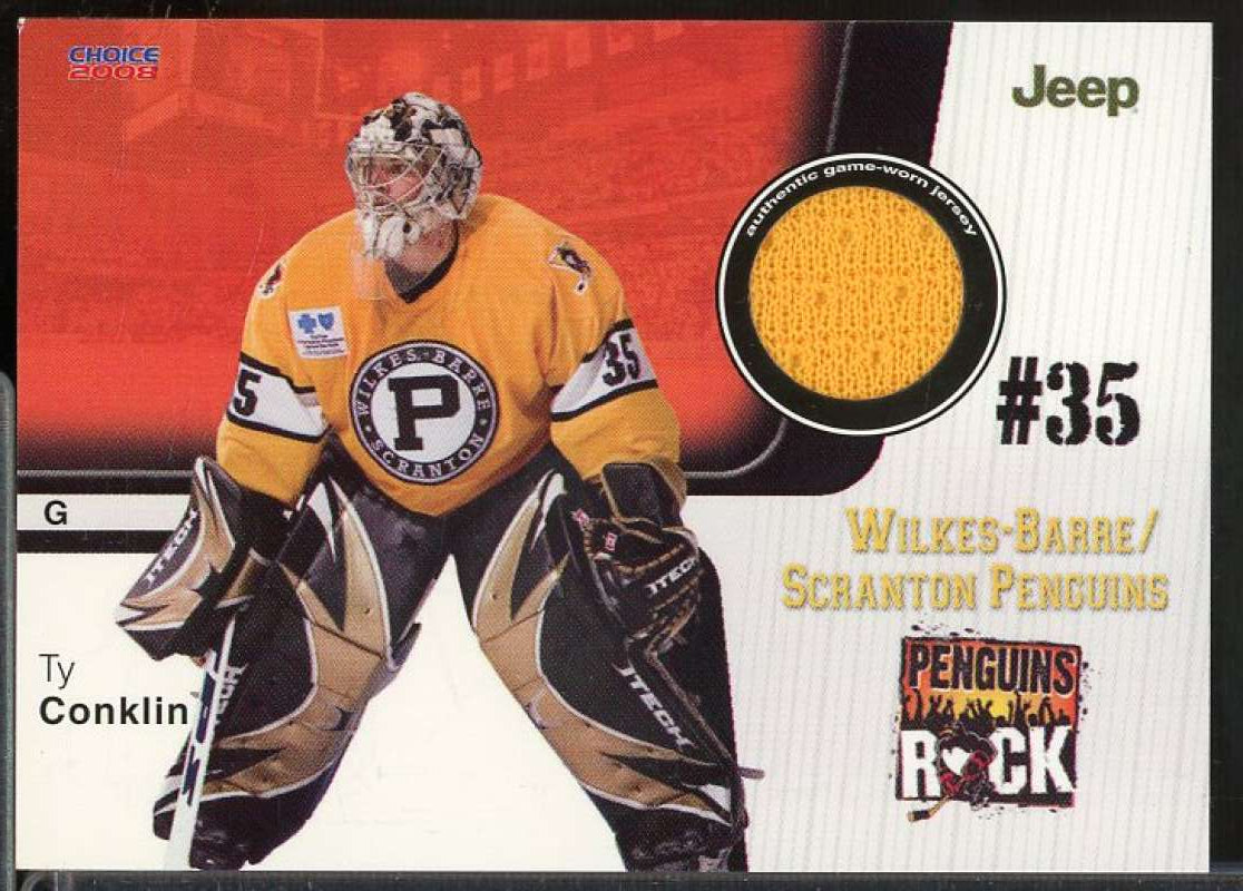 Ty Conklin Card 2007-08 Wilkes-Barre Scranton Penguins Jersey Edition #19  Image 1