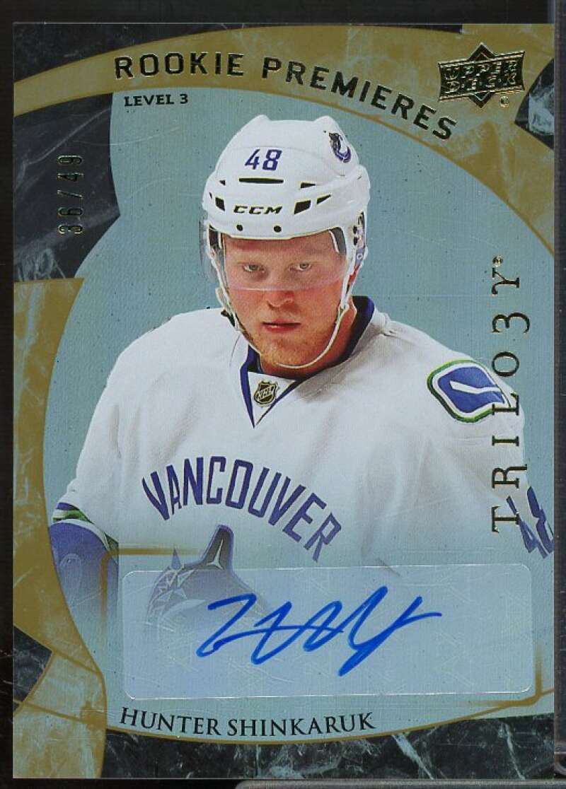 Hunter Shinkaruk AU/49/Issued in SPx Card 2015-16 Upper Deck Trilogy #228  Image 1