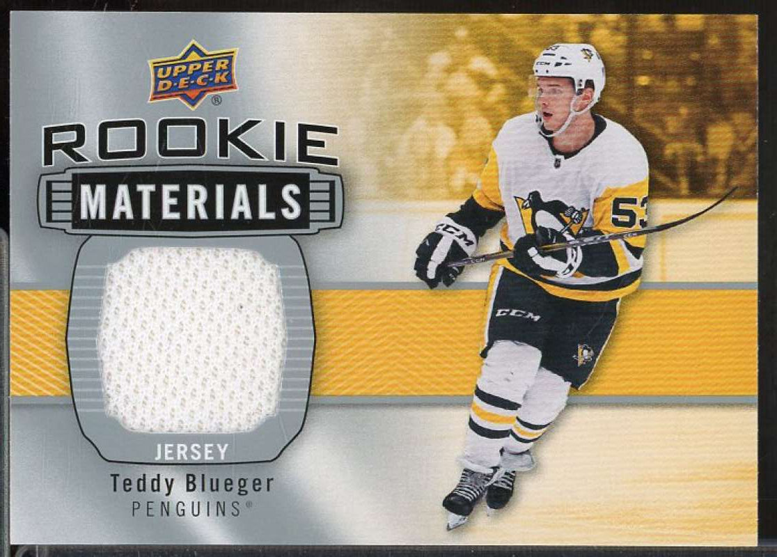 Teddy Blueger C Card 2019-20 Upper Deck Rookie Materials #RMTB  Image 1