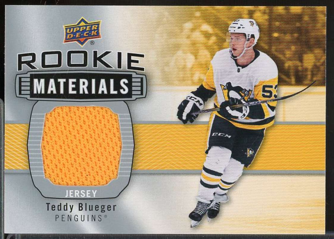 Teddy Blueger C Card 2019-20 Upper Deck Rookie Materials #RMTB  Image 1