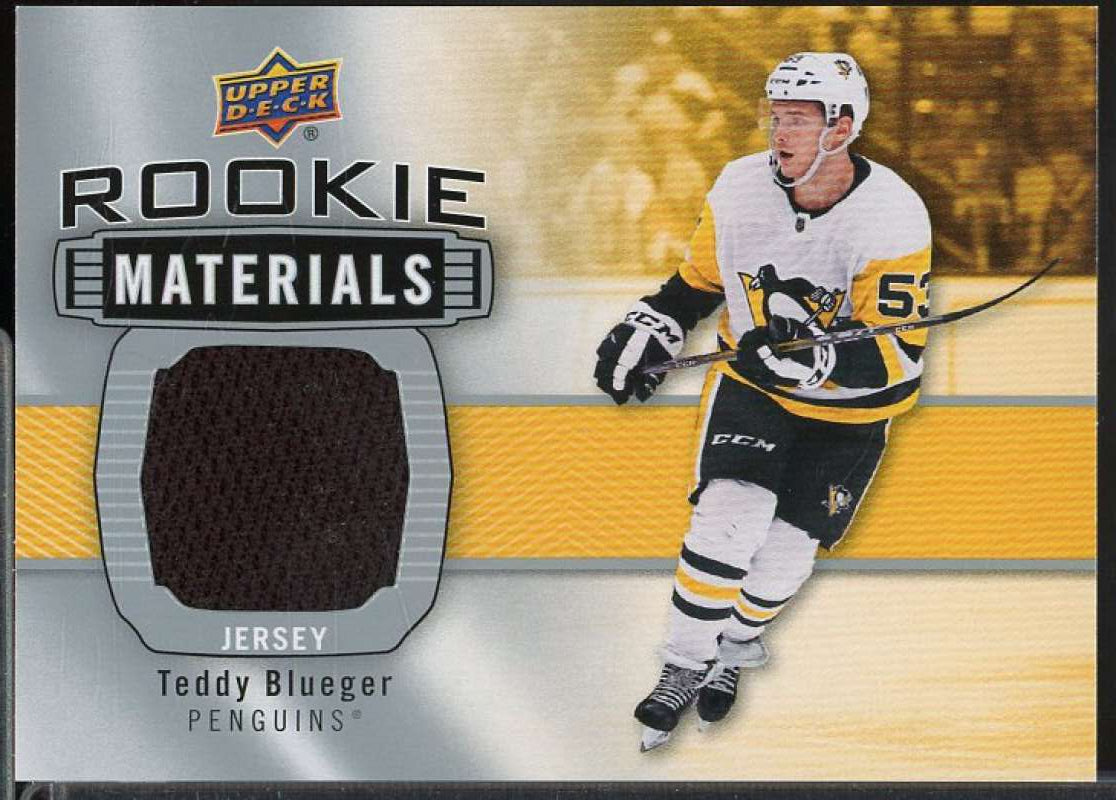 Teddy Blueger C Card 2019-20 Upper Deck Rookie Materials #RMTB  Image 1