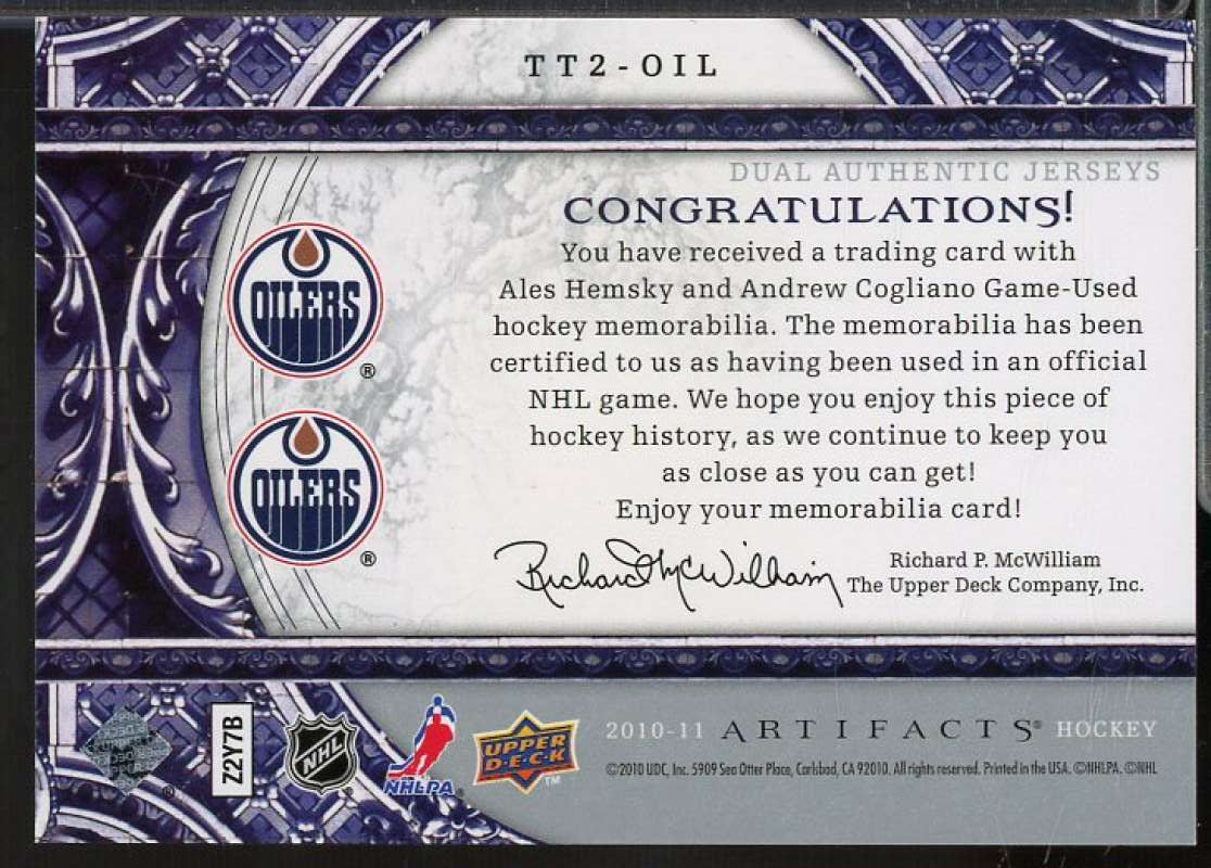 Ales Hemsky/Andrew Cogliano 2010-11 Artifacts Tundra Tandems Silver #TT2OIL  Image 2