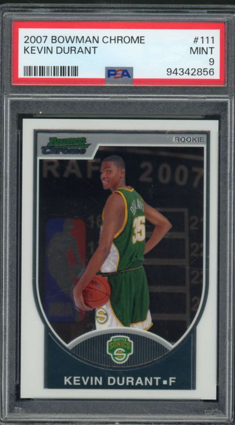 Kevin Durant Rookie Card 2007-08 Bowman Chrome #111 PSA 9 Image 1