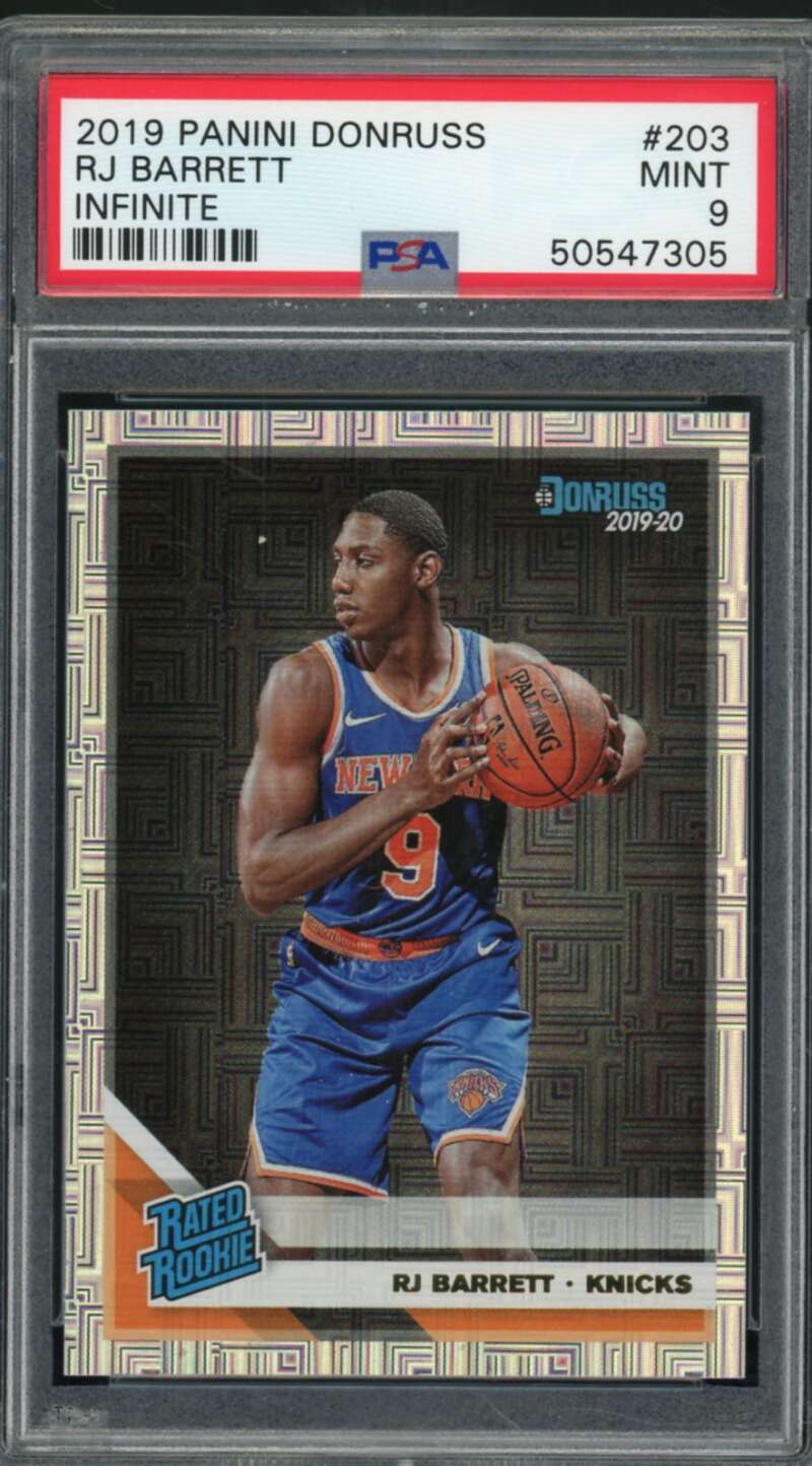 RJ Barrett Rookie Card 2019-20 Panini Donruss Infinite #203 PSA 9 Image 1