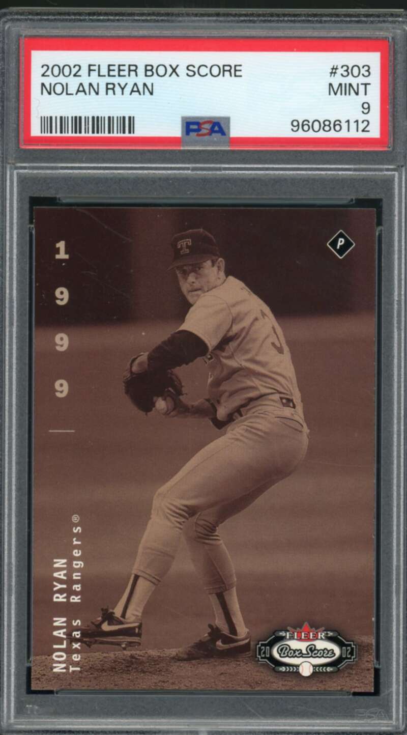 Nolan Ryan Card 2002 Fleer Box Score (pop 4) #303 PSA 9 Image 1